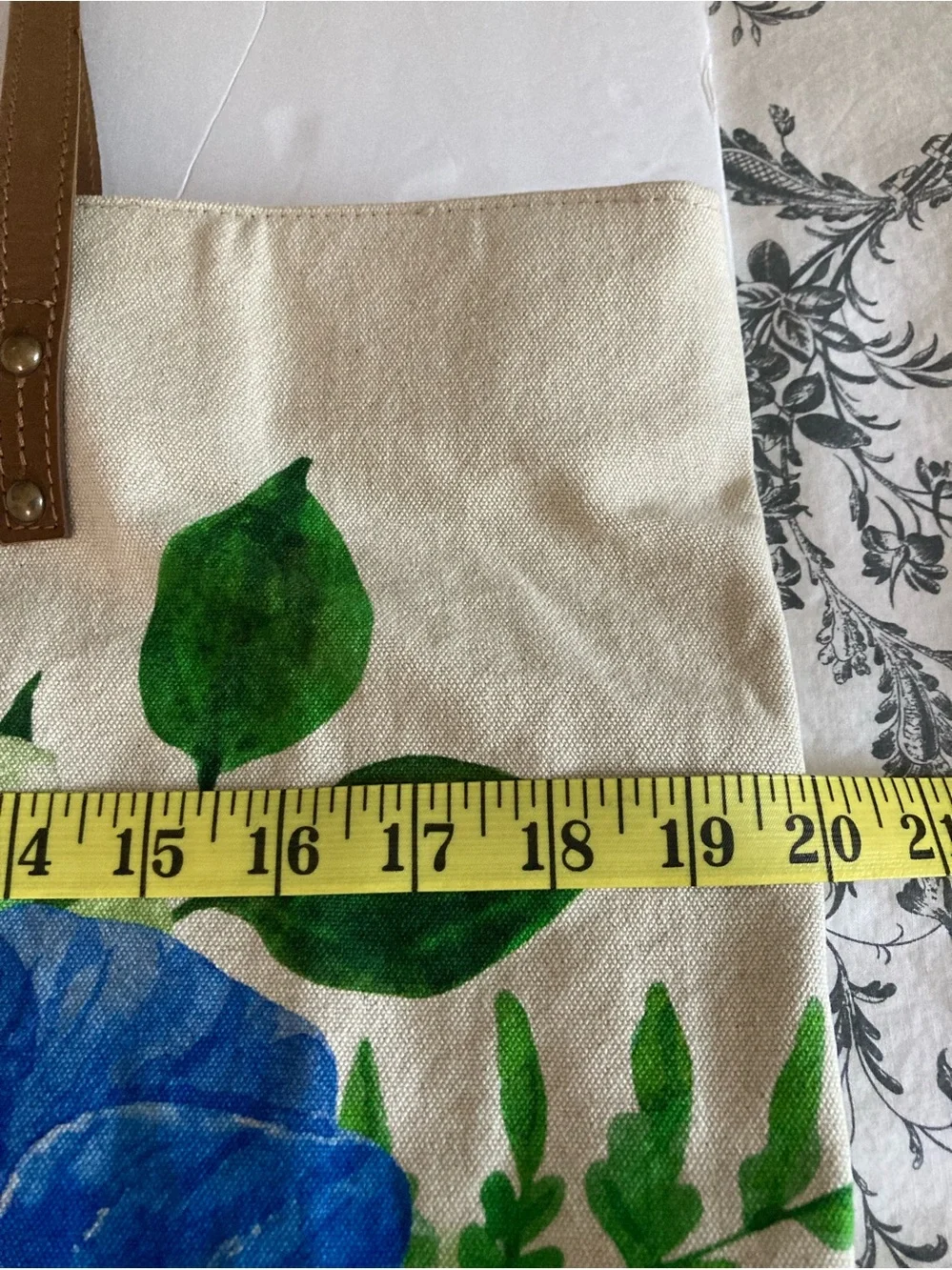 Cott n Curls / Canvas tote with flowers painted on front